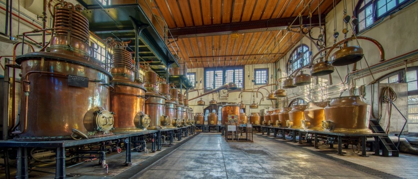 The only distillery Bénédictine in the world, with its 19th century hammered copper stills.